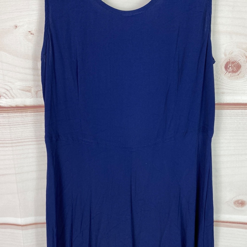 Rabbit Designs Vintage Dress Womens 6 Blue Maxi Tank Scoop Neck Sleeveless Solid - Picture 8 of 8